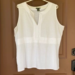 Sz. XXL White Tank, with pretty inset band